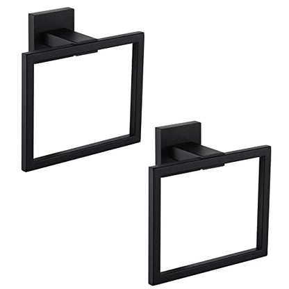 KOKOSIRI Hand Towel Ring Shower Towel Hanger 2PC Bath Towel Holder Bathroom Lavatory Stainless Steel Wall Mount 2 Pack, Matte Black, B3004BK-P2 - color: Matte Black, size: 2 Pack
