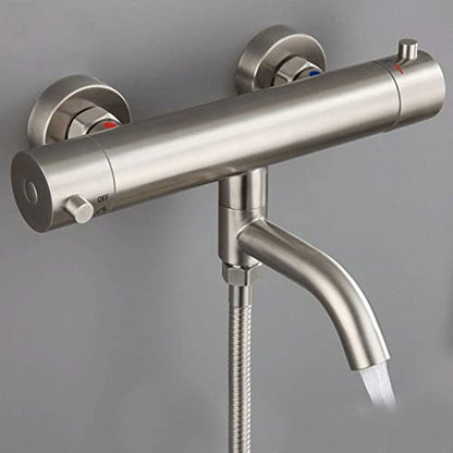 Thermostatic Shower System Stainless Steel, Wall Mounted Shower Set Modern with Shower Head Hose Tap, Adjustable Shower Mixer Set for Bathroom Hotel