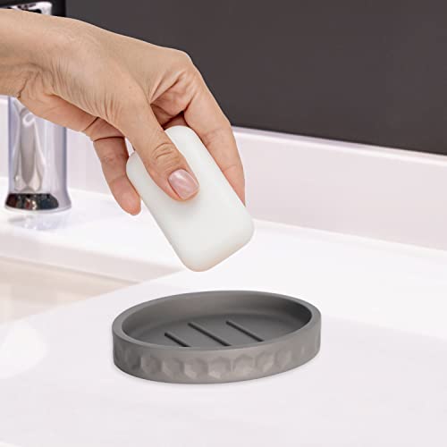Bathroom Accessory Set, 6 Piece Grey Bathroom Accessories Set with Trash Can, Toothbrush Holder, Toothbrush Cup, Soap Dispenser, Soap Dish, Toilet Brush with Holder, Trash Can, Light Gray - color: Cool Gray