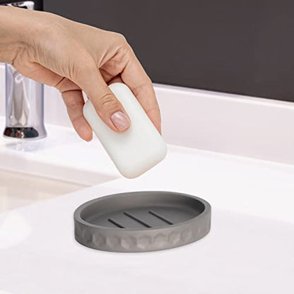 Bathroom Accessory Set, 6 Piece Grey Bathroom Accessories Set with Trash Can, Toothbrush Holder, Toothbrush Cup, Soap Dispenser, Soap Dish, Toilet Brush with Holder, Trash Can, Light Gray - color: Cool Gray