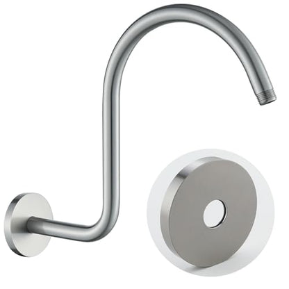 RANDOM S Shaped Shower Head Riser Pipe,Goose Neck Shower Arm 13 Inch Shower Head Extension Arm with Flange,Standard 1/2" Connection,Brushed Nickel.RD-91098-13BN - color: Brushed Nickel
