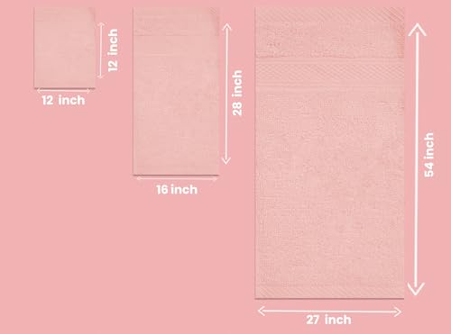 ELITE 8-Piece Zero Twist Cotton Bath Towel Set – 100% Cotton Luxury Towels – Ultra Soft, Fluffy & Absorbent – Quick Dry, Durable & Fade Resistant – Spa Quality Bath, Hand & Washcloth Set (Dusty Pink) - color: Dusty Pink