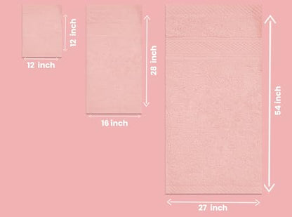 ELITE 8-Piece Zero Twist Cotton Bath Towel Set – 100% Cotton Luxury Towels – Ultra Soft, Fluffy & Absorbent – Quick Dry, Durable & Fade Resistant – Spa Quality Bath, Hand & Washcloth Set (Dusty Pink) - color: Dusty Pink