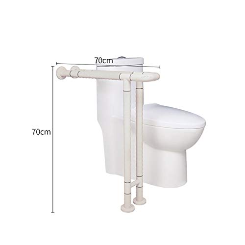 Bathroom Grab Bar Safety Support Rail, Toilet Bars with Legs,Wall Mounted Handrail Bracket,Elderly Freestanding Bars,Nylon Stainless Steel Bar,Ba - color: White, size: 70×70cm