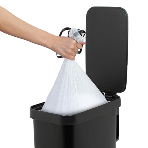 Glad Slim Trash Can with Clorox Odor Protection - Narrow Kitchen Garbage Bin with Soft Close Lid, Step On Foot Pedal and Waste Bag Roll Holder, Black, 12 Gallon/45 Liter - color: Black