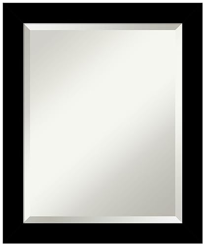 Amanti Art Black Bathroom Mirror for Over Sink, 23x19 Brushed Black Rectangle Vanity Mirror, Small Modern Frame, Hangs Horizonally and Vertically, Bathroom Wall Decor, Beveled Edge - color: Brushed Black, size: 23"L x 19"W
