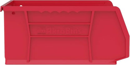 Akro-Mils 30235 AkroBins Plastic Storage Bins, 11"x11"x5", Red, 6-Pack | Space-Saving Stackable Bins for Garage, Pantry, Craft Organization - color: Red