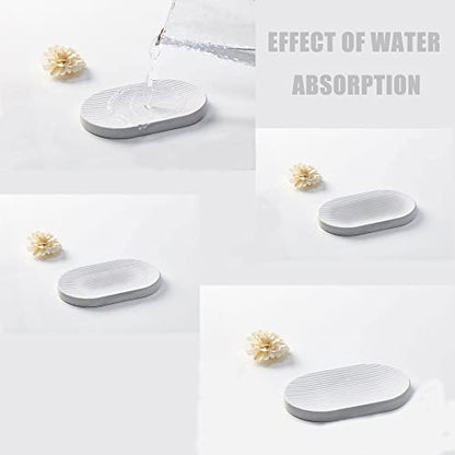 Ceramic Toothbrush Holders for Bathrooms, White Bathroom Accessories Diatomite, Electric Toothbrush Holder Countertop with Toothbrush Holders, Soap Dish Set