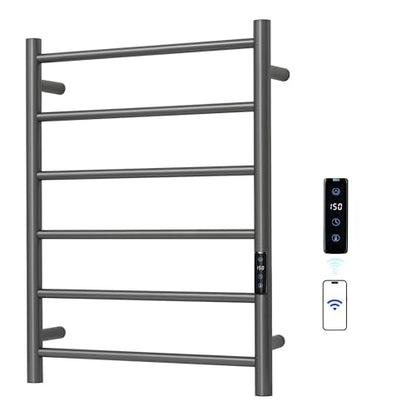 Electric Towel Rack with Voice Control for Alexa & Google Home,TUYA - Wall-Mounted Bathroom Heating Towel Warmer,Plug-in,Stainless Steel Material (Gungrey with WiFi, 6 Bar) - color: Gungrey With Wifi, size: 6 Bar