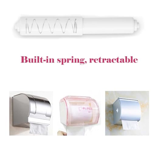2 Pack White Toilet Paper Holder,Plastic Toilet Tissue Roll Holder Insert in Household Restaurant Toilet Replacement Roller Spring Loaded Rod - color: 2pcs-extended Version