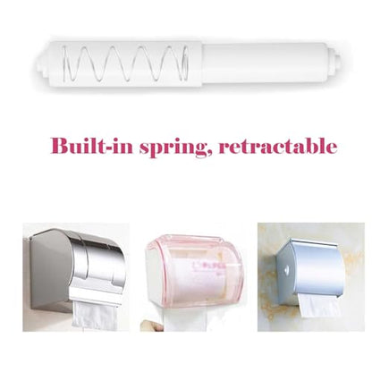 2 Pack White Toilet Paper Holder,Plastic Toilet Tissue Roll Holder Insert in Household Restaurant Toilet Replacement Roller Spring Loaded Rod - color: 2pcs-extended Version