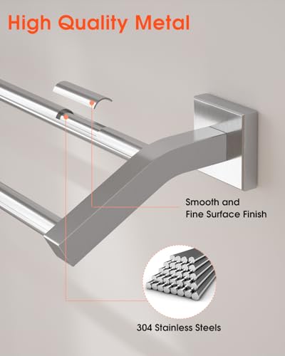 Alise Double Bath Towel Bar, 28" Towel Racks for Bathroom, Brushed Nickel | SUS304 Stainless Steel Bathroom Towel Holder, Quick Drying Towel Hanger Towel Rod Wall Mounted, Useable Length 26.5" - color: Brushed Nickel, size: 28-Inch (2-Bars)