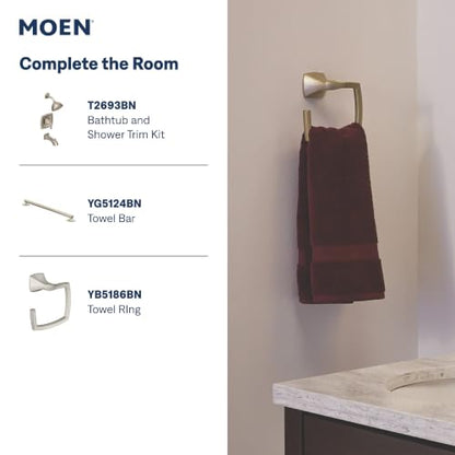 Moen Voss Brushed Nickel Two-Handle Widespread Bathroom Sink Faucet Trim Kit, Valve Included, TV6905BN - color: Brushed Nickel