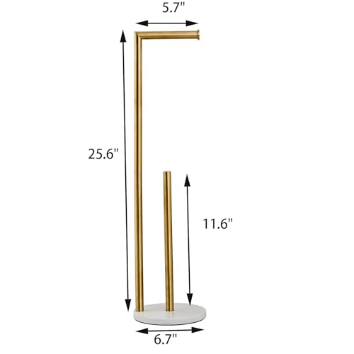 Marble Toilet Paper Holder Stand - Brushed Gold, Freestanding with Storage, Floor Stand, Gold Toilet Roll Holder, Standing Paper Towel Holder - color: Brushed Gold
