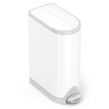 simplehuman Butterfly Step Can, 18L / 4.8 Gallon Trash Can with Upgraded Odor Control for Bedrooms, Bathrooms, Nurseries, 150,000-Step Pedal, Lid Shox® Silent Close, White Steel - size: 18 liter Diaper Can