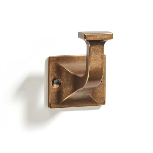 CHIVS Heavy Duty Sold Zinc Towel Hooks, Wall Mounted Square Robe Hooks for Bathroom, Kitchen, Bedroom, Hotel ，Antique Brass Wall Hook 5 Pack - color: Antique Brass