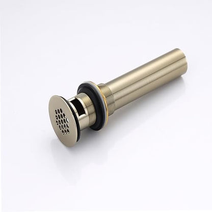 Delle Rosa Brushed Gold Bathroom Sink Drain Strainer,Grid Drain Strainer Assembly with Overflow for Bathroom Sink, Vessel Sink Drain Made of Brass - color: Brushed Gold