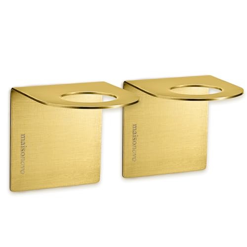 MAISONOVO Adhesive Soap Holder | Shampoo Bottle Holder Set of 2 - Gold | Soap Bottle Holder | Wall Mounted Soap Holder | Soap Dispenser Holder - color: Gold