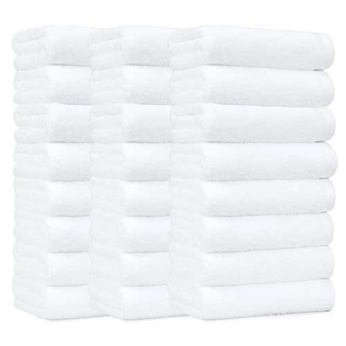 Amazon Basics Soft and Thick Cotton Hand Towels for Gym, Quick Drying, 16 x 26 in, White, 24-Pack - color: White, size: 24 Pack