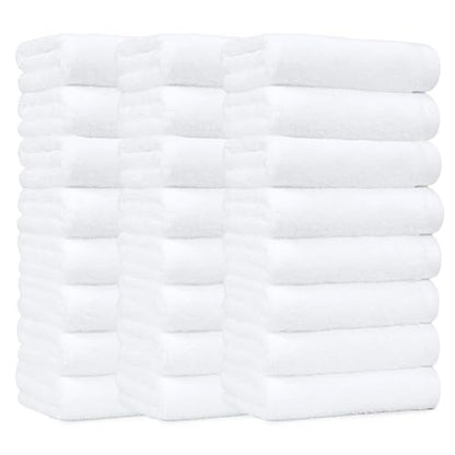 Amazon Basics Soft and Thick Cotton Hand Towels for Gym, Quick Drying, 16 x 26 in, White, 24-Pack - color: White, size: 24 Pack