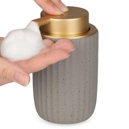 Segbeauty 10.8oz Ceramic Foaming Soap Dispenser, 320ml Empty Refillable Liquid Hand Wash Dish Soap Dispenser, Body Wash Shampoo Pump Bottle Dispensing Container for Kitchen Bathroom Countertop Gray - color: Gray Golden, style: Foaming