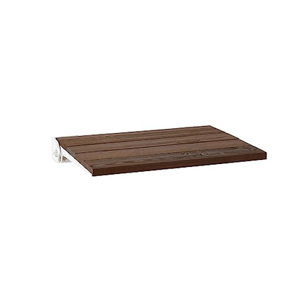 Seachrome 18 inch Silhouette Slimline Folding Wall Mount Shower Bench Seat, Natural Ash Wood Thermacor Seat with White Frame - color: Walnut Ash Wood With White Frame