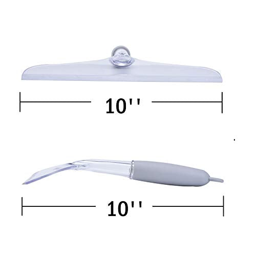 Shower Squeegee for Bathroom Glass Doors and Mirror, 10'' Rubber Window Cleaner Tool, Clear Plastic Water Wiper for Car Windshield Cleaning