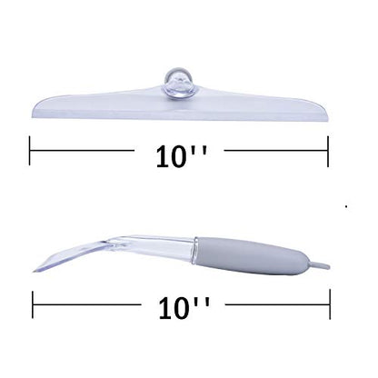 Shower Squeegee for Bathroom Glass Doors and Mirror, 10'' Rubber Window Cleaner Tool, Clear Plastic Water Wiper for Car Windshield Cleaning