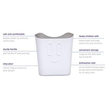Ubbi Bath Rinse Cup for Babies & Toddlers, White | Baby Hair Rinse Cup, Newborn Bath Time Essential, Tear-Free Bath Accessory - size: 4.6 Fl Oz (Pack of 1), style: Rinse Cup