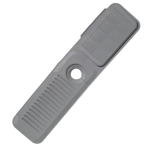 24 Inch Light Gray Durable Faucet Mat, Silicone Kitchen Sink Splash Guard Behind Faucet, Draining Mat for Kitchen/Bathroom/Farmhouse/RV (60 * 15 * 1.8cm) - color: Light Gray