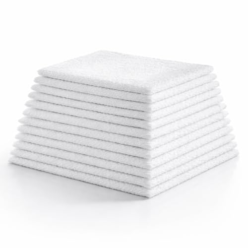 Washcloth Bundle, 18-Pack Soft White Wash Cloths for Everyday Household Use, Lightweight Absorbent Cloths for Indoor Cleaning, Bath, and General Home Tasks