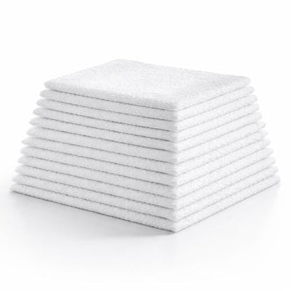 Washcloth Bundle, 18-Pack Soft White Wash Cloths for Everyday Household Use, Lightweight Absorbent Cloths for Indoor Cleaning, Bath, and General Home Tasks
