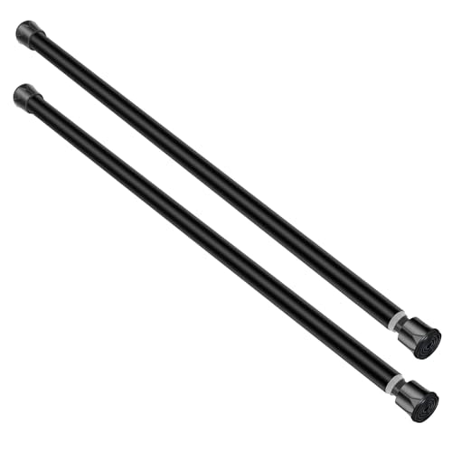 Cupboard Bars Spring Tension Rod, Adjustable 16-28 Inches, No Drilling Small Tension Shower Curtain Rod Ideal for Small Windows, Lockers, Kitchen，Wardrobes 2PC-13TD16-28BLKx2 - color: black, size: 16"-28" 2pcs