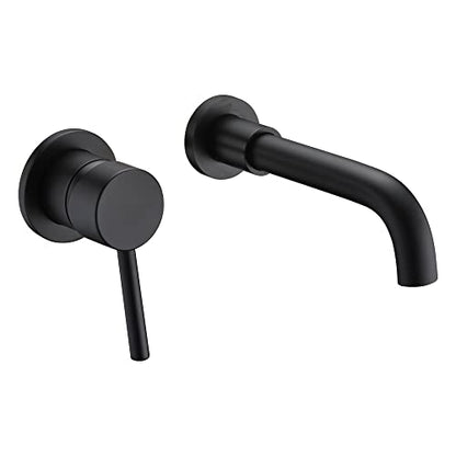 SUMERAIN Black Bathroom Faucet Wall Mount Lavatory, Left-Handed | Single Handle, 360 Swivel Spout, Rough in Valve included - color: Matte Black, size: Left-Handed