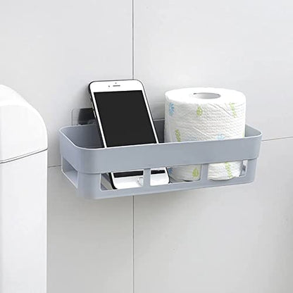 Wall Mounted Shower, No Drill Self Adhesive Shower Basket Storage Shelf Organizer for Home Bathroom 10.2x3.9x2.36in
