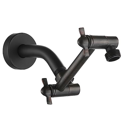 Shower Arm Extension, Solid Brass Shower Extender with Lock Joints, Lower or Raise Rain or Handheld Shower Head to Your Height & Angle (5 Inch, Oil Rubbed Bronze) - color: Oil Rubbed Bronze, size: 5 Inch