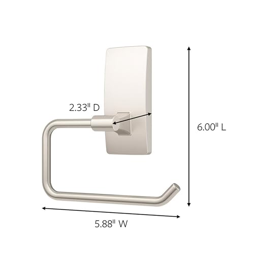 Command Toilet Paper Holder Satin Nickel with Water Resistant Command Strips, Rust Resistant Bathroom Organizer - color: Satin Nickel