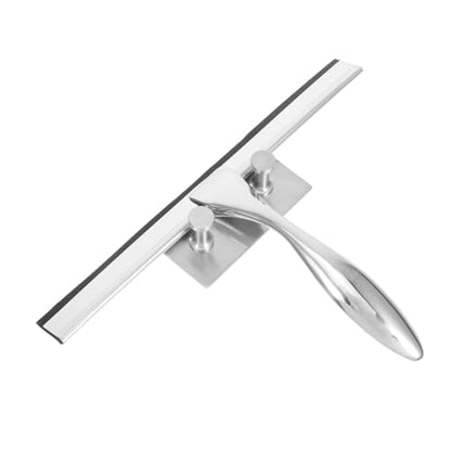 CALLARON Shower Squeegee with Hook Holder Stainless Steel Wiper for Bathroom and Glass Doors Streak-Free Scraper for Mirrors Tiles and Windows