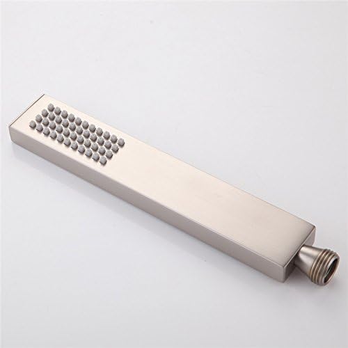 Brushed Nickel Hand Held Shower Head With Wall Connector Hose Set | Square Solid Brass Hand Shower Wand and Fixed Shower Bracket High Pressure Single Function For Bathroom Showers - color: Brushed nickel handheld set
