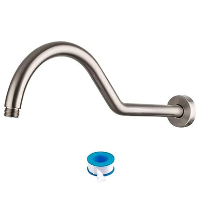 Lordear Wall Mounted Shower Arm, 10 Inch Shower Pipe with Flange, 1/2 NPT S-Shape Shower Stem for Shower Head, Brushed Nickel - color: Brushed Nickel