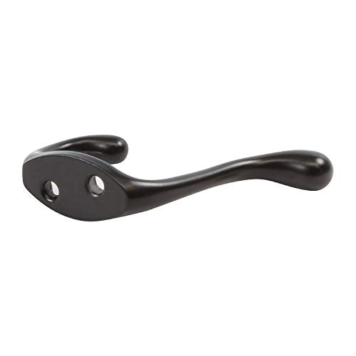 5 Pack Rok Hardware Heavy Duty Dual Home Closet Wall Towel Coat Hook, 3-1/2", Black ROKCH101BLK