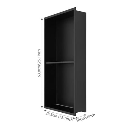 12 * 24In RGB LED Light Shower Niche, 2-Tier Stainless Steel Recessed Storage with Remote Control, Black No Tile Needed Wall Niche for Bathroom Storage Built-in Installation (12x24in RGB) - size: 12x24in RGB