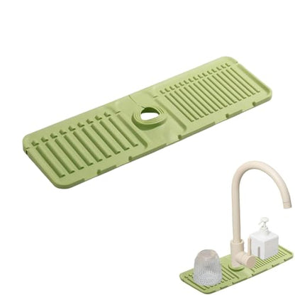 Faucet Guard & Draining Mat, Foldable Self-Draining Faucet Splash Guard Mat, Slope Design Kitchen Sink Splashguard for Home Bathroom Drying Glasses Around (Green) - color: Green