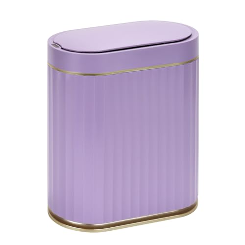 ELPHECO Bathroom Sensor Trash Can, 2 Gallon, Automatic Lid, Purple | IPX5 Waterproof Garbage Can, Slim Plastic Wastebasket, Trash Bin for Office, Bedroom and Living Room - color: Purple Gold