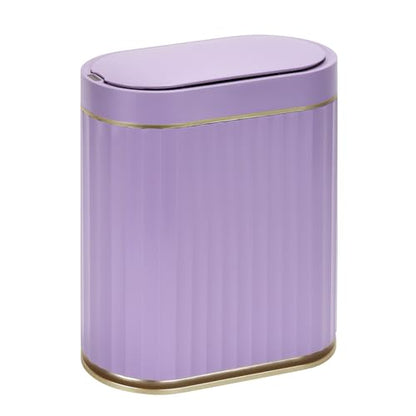 ELPHECO Bathroom Sensor Trash Can, 2 Gallon, Automatic Lid, Purple | IPX5 Waterproof Garbage Can, Slim Plastic Wastebasket, Trash Bin for Office, Bedroom and Living Room - color: Purple Gold