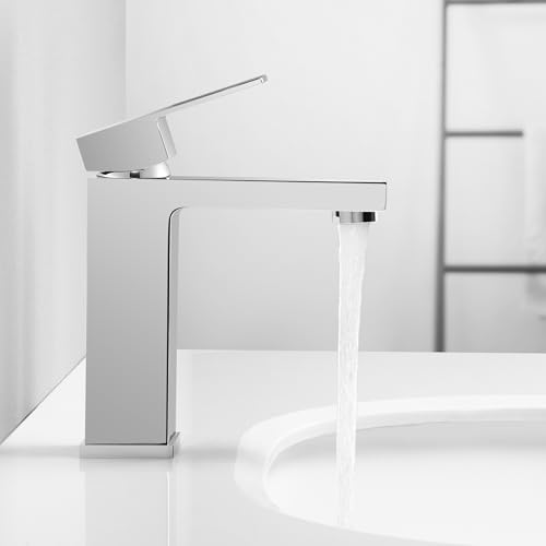KES Chrome Bathroom Sink Faucet Single Hole Bathroom Faucets Single Handle for Modern Washroom Vanity RV Farmhouse Sink cUPC Certified Lead-Free, L3120ALFF12-CH - color: Chrome, style: NO Drain - Short Faucet