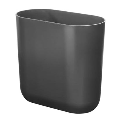 iDesign Small Slim Plastic Bathroom Trash Can, Gray | Bedroom, Office, Desk, Dorm - color: Charcoal, style: Pack of 1