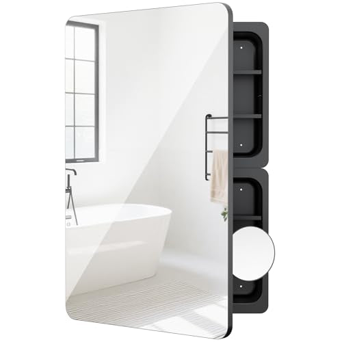 Rresyet 24×36 Bathroom Mirror Cabinet with 3X Magnifying Mirror, Adjustable Shelves, Bathroom Mirror with Storage, Recessed or Wall Mounted Medicine Cabinet for Jewelry,Masks & Beauty Tools - color: Standard, size: 24" x 36"
