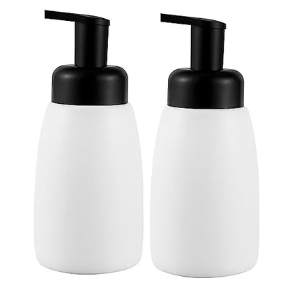 UUJOLY Foaming Hand Soap Dispenser, Ceramic Jar, White, 2 Pack - color: White, size: 2 Pack