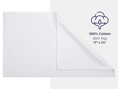 American Soft Linen Bath Rug, 17 in 24 in 100% Cotton Bath Mats Rugs for Bathroom, Slip Reducer Washable Shaggy Form Area Rugs, White Bath Rug - color: Bright White, style: 17x24" Cotton Bath Mat